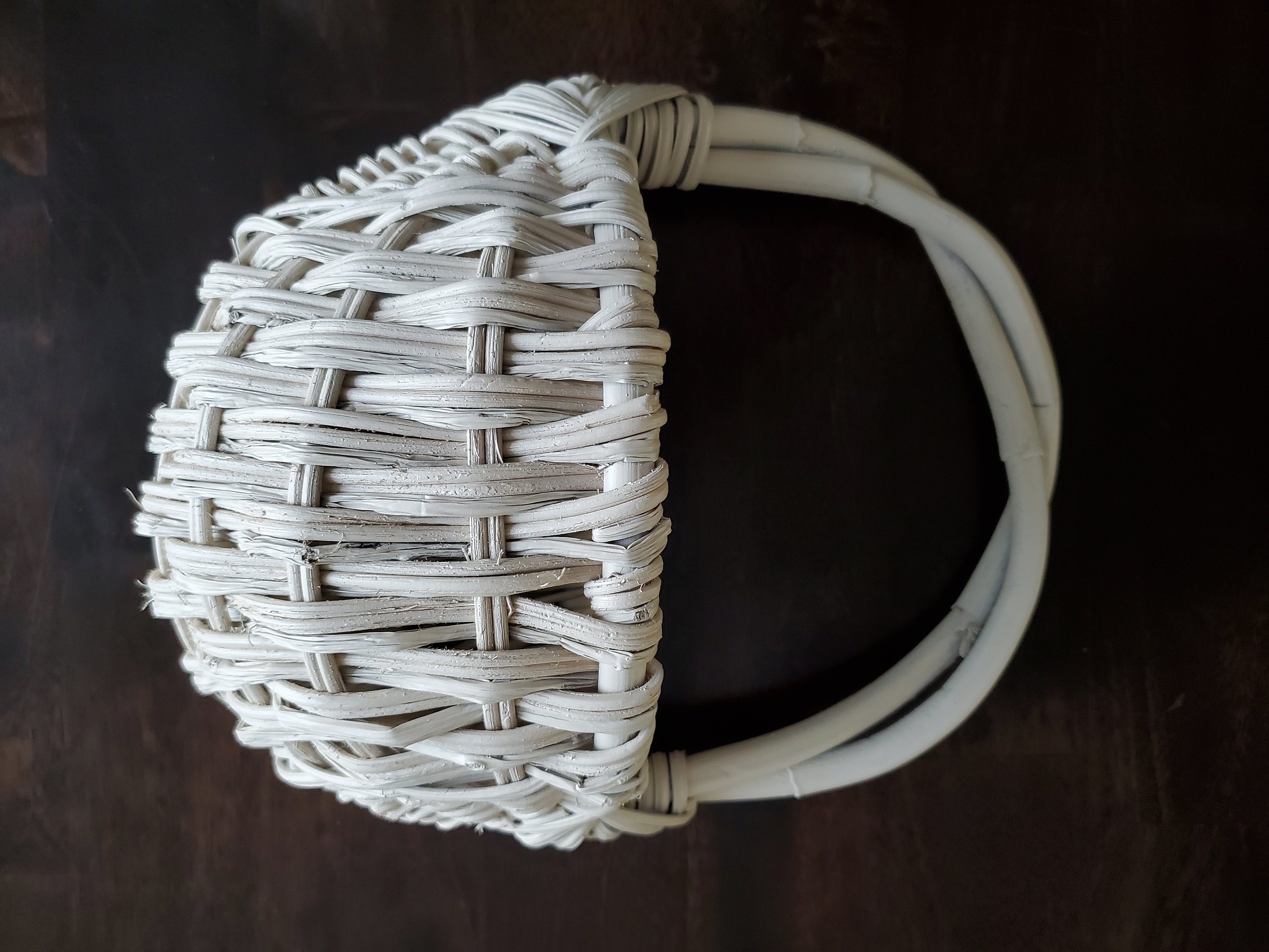 Hanging White Upcycled HalfMoon Shaped Basket Etsy