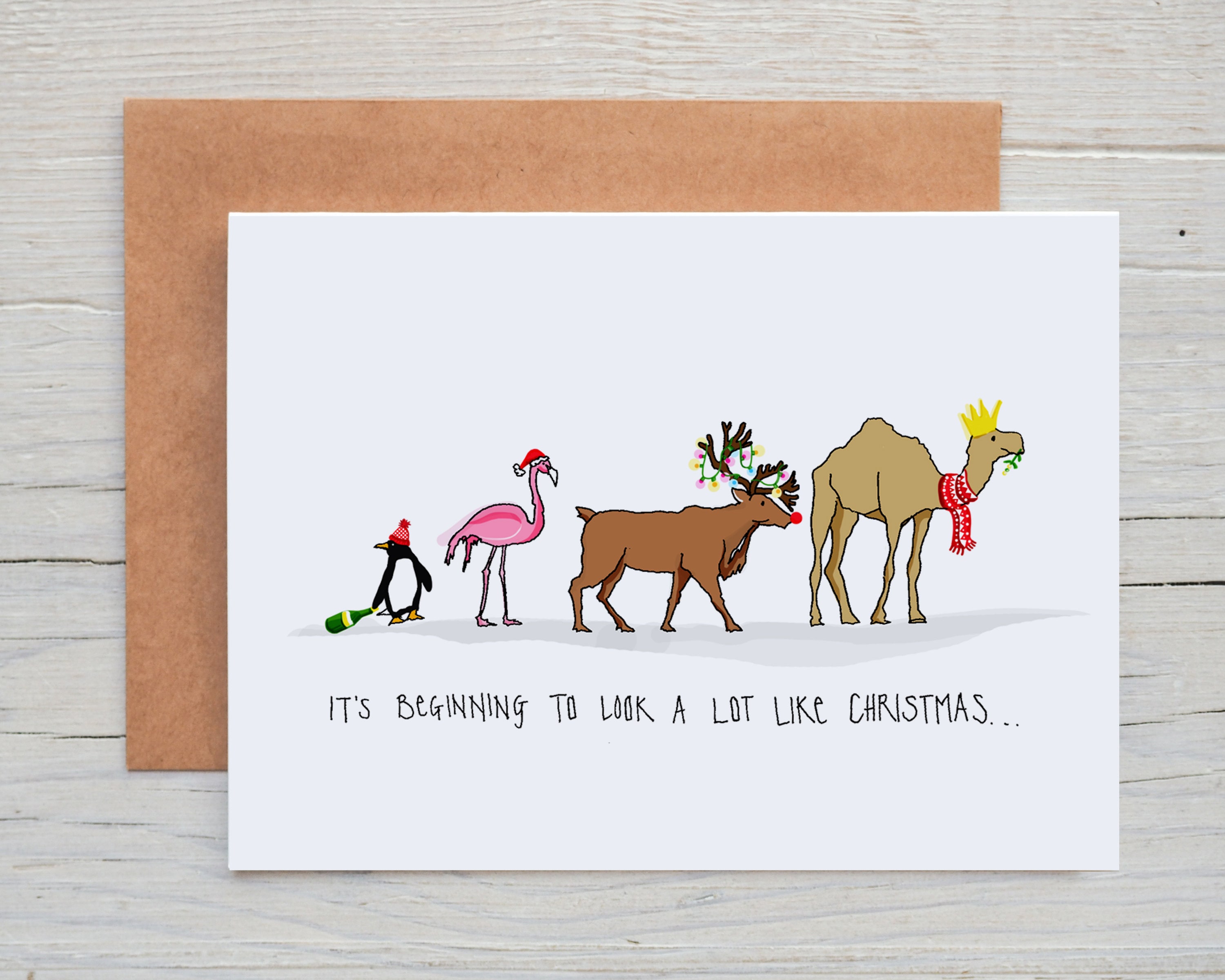 Animal Christmas Cards, Hand Illustrated Cards, Alternative Christmas