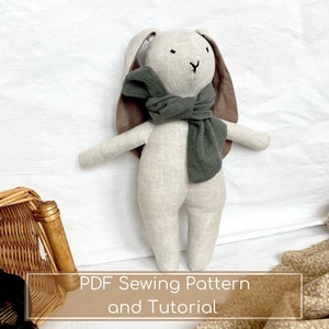 Girl Bunny Sewing Pattern | Boy Bunny Sewing Pattern | Instant Download Soft Toy PDF Tutorial | Do It Yourself Vintage Bunny Pattern
