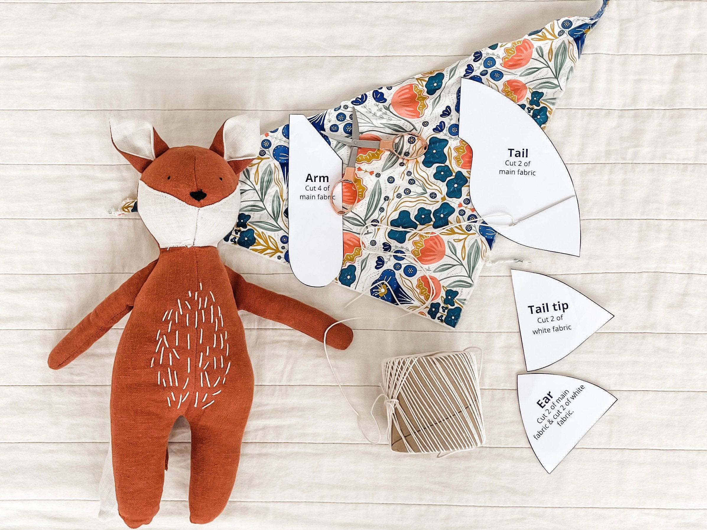 Stuffed animal sewing pattern / fox or wolf soft toy doll / PDF tutorial by  Willowynn