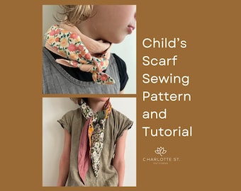 Children&#39;s Scarf Sewing Pattern -  Kid&#39;s Neck Warmer Sewing Pattern - Reversible Fabric Scarf PDF Pattern - Kid&#39;s Neck Scarf Tutorial