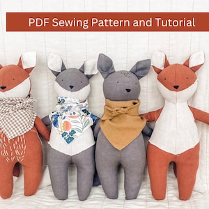 Fox and Wolf Plush Sewing Pattern: Easy Rag Doll Tutorial (PDF)