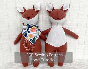 Fox PDF Sewing Pattern - Stuffed Linen Fox Toy Pattern - Animal Doll Pattern - Beginner Soft Toy Pattern - Plush Animal Pattern