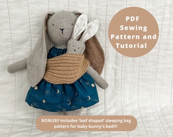 Rabbit Plush Pattern - Cloth Doll Pattern - Bunny Sewing Pattern - Stuffed Animal Sewing Pattern - Rag Doll Pattern - Animal Plush Pattern