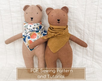 Teddy Bear Pattern - Plush Teddy Pattern - Easy Plush Sewing Pattern - Soft Doll Pattern - Animal Plush Pattern - Memory Bear Pattern