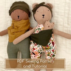 Modello di cucito per orsacchiotto - Modello di bambola animale con download istantaneo di bambini - Modello di cucito PDF per la famiglia di orsacchiotti - Modello di orsetto