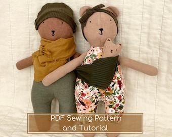 Naaipatroon teddybeer - patroon dierenpop met instant babydownload - naaipatroon teddybeerfamilie pdf - patroon babybeer