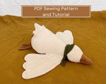 Stuffed Goose Sewing Pattern and Tutorial - Duck Plush PDF Download Pattern - Printable Soft Toy DIY Tutorial - Nursery Decor Sewing Pattern