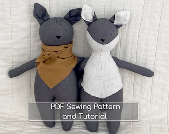 Wolf Plush Sewing Pattern: Beginner Animal Doll (PDF Tutorial)