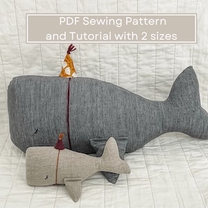 Whale Sewing Pattern - Whale Plushie PDF Sewing Pattern and Tutorial - Baby Toy Pattern - Printable Soft Toy DIY Pattern