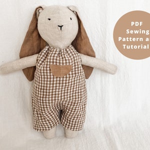 Boy Bunny Doll with Clothes PDF Sewing Pattern | Linen Bunny Digital Download Pattern | Gender Neutral Child’s Toy Sewing Pattern