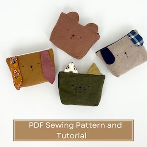 Pochette zippée Patron de couture PDF - Patron de couture trousse pour crayons - Caddy de sac à langer - Patron de trousse à maquillage - Trousse à maquillage