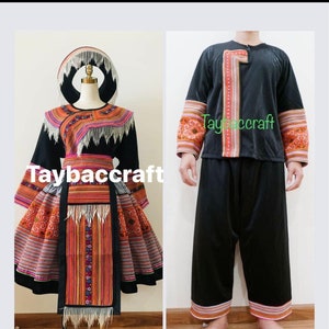 Traditional Hmong Couples set , Vietnamese Hmong outfits, Ethnic Clothes