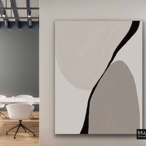 Abstract Canvas Art, Minimalist Abstract Original Oil Painting, Black and Brown Wall Art, Contemporary Modern Art Decor, 100% Handmade