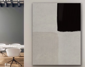 Handmade Minimalist Abstract Painting, Black and Brown, Extra Large Wall Art