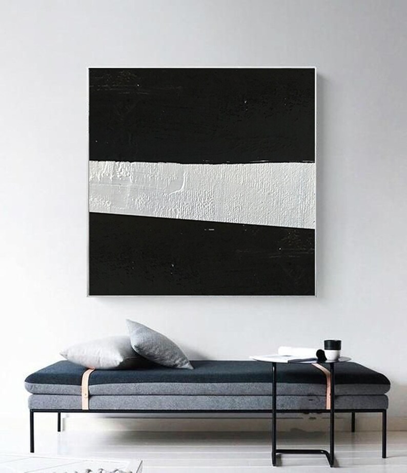 Large Black and White Abstract Painting, Modern Art on Canvas - Etsy