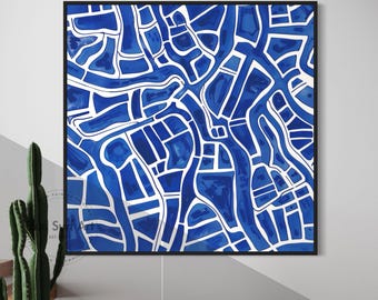 Textured Blue Abstract Canvas Art – Handmade Minimalist Painting