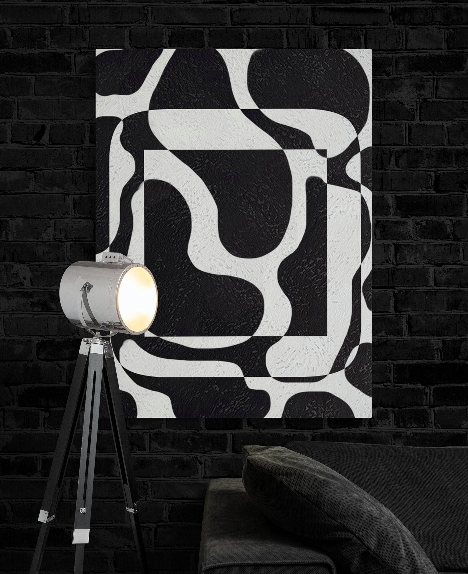 Large Abstract Canvas Wall Art Original Oil Painting Black & Etsy