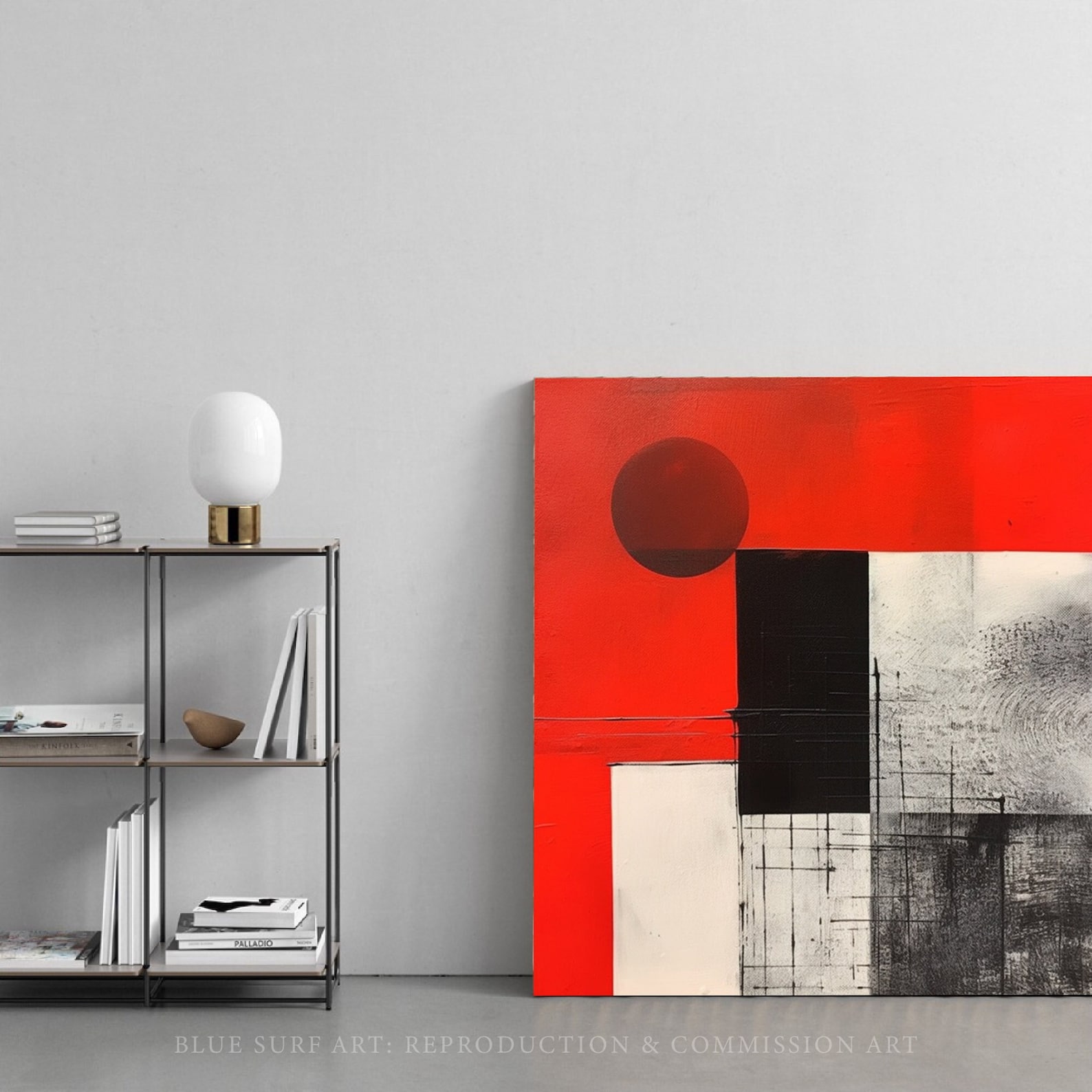 Simple Minimalist Abstract Art For Home Decor Reference: Monochrome Red Abstract Painting Modern Abstract Artwork Minimalist