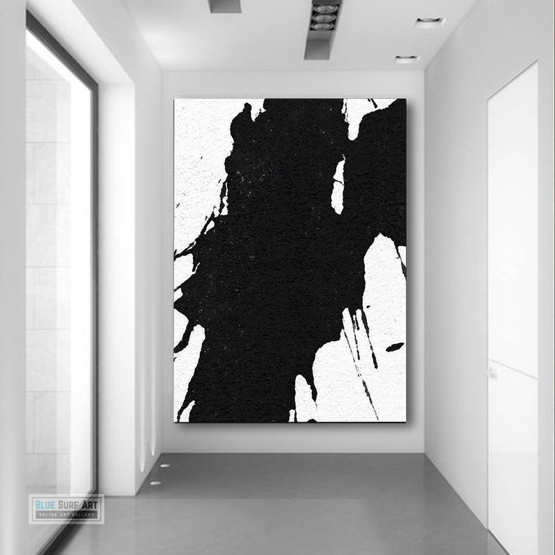 Extra Large Abstract Canvas Art Minimalist Black & White Etsy