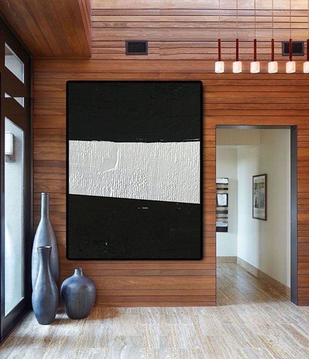 Large Black and White Abstract Painting, Modern Art on Canvas - Etsy