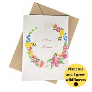 Plantable New Home card, plantable card,  Bee themed New home card, Eco Friendly card, bee themed card