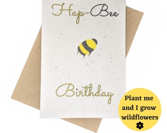 Plantable Birthday Card: Bee Theme, Eco-Friendly Wildflower Seed Paper