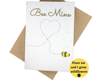 Plantable Bee Mine Valentine's Card: Eco-Friendly Wildflower Seed Paper