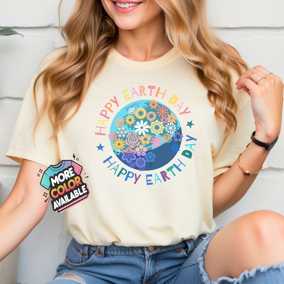Happy Earth Day Floral T-shirt, Eco-friendly Nature Lover Gift, Women's ...