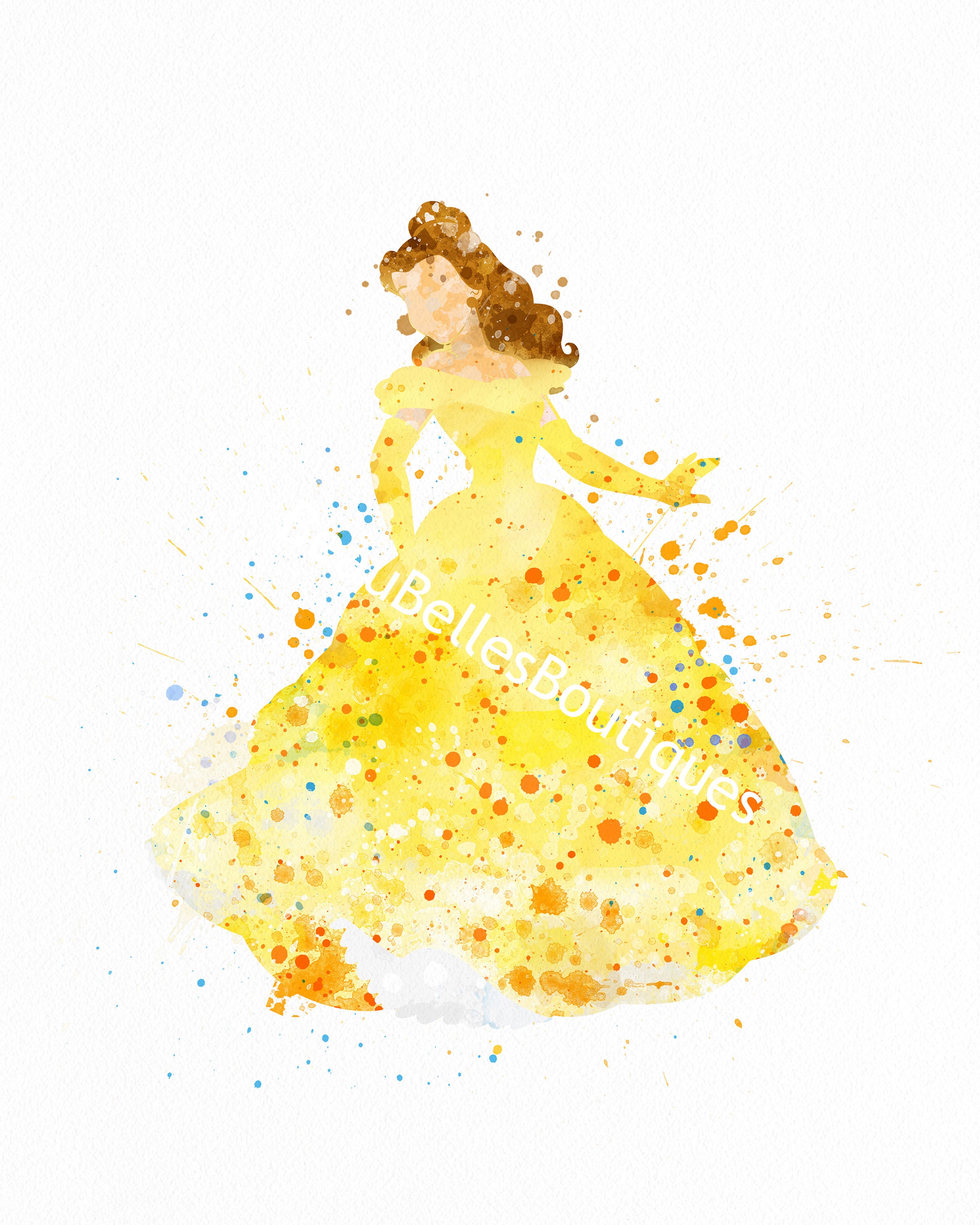 Belle Beauty and the Beast Disney Princess Watercolour Print | Etsy UK