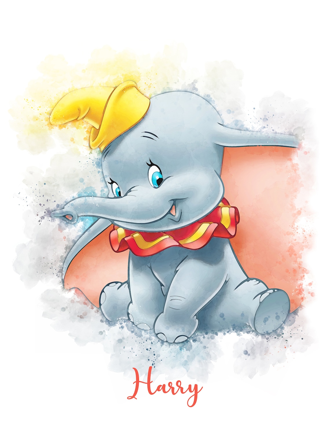 Dumbo Disney Watercolour Print Wall Art Personalised Gift Etsy