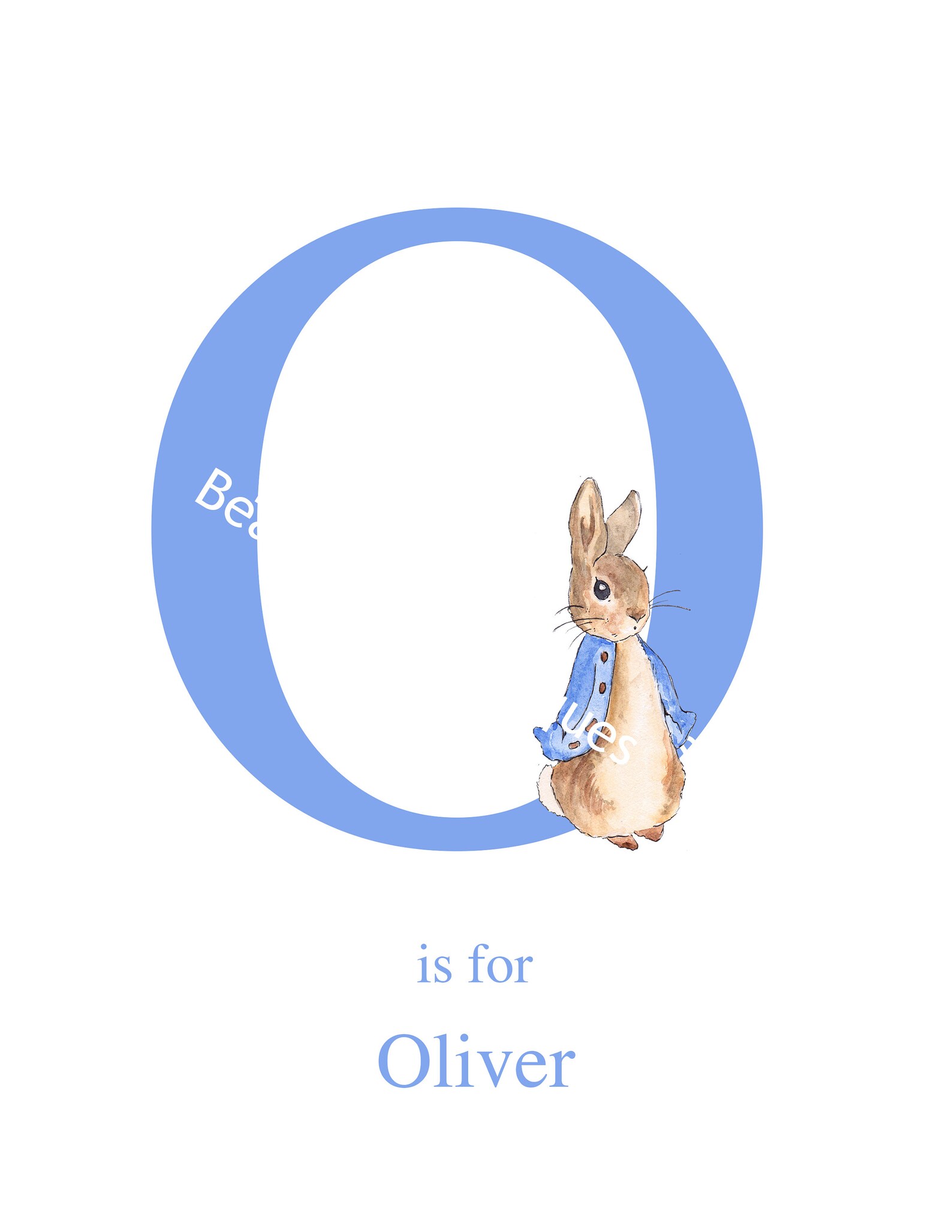 Personalised Peter Rabbit Initial Name Print Wall Art Nursery Etsy