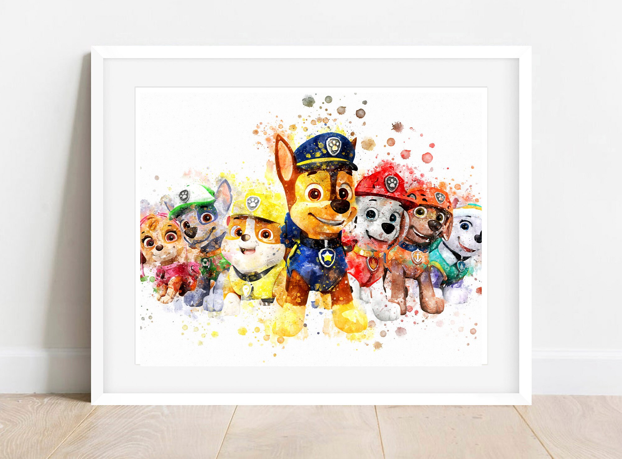 Paw Patrol Group Gang Collection Watercolour Print Wall Art Etsy