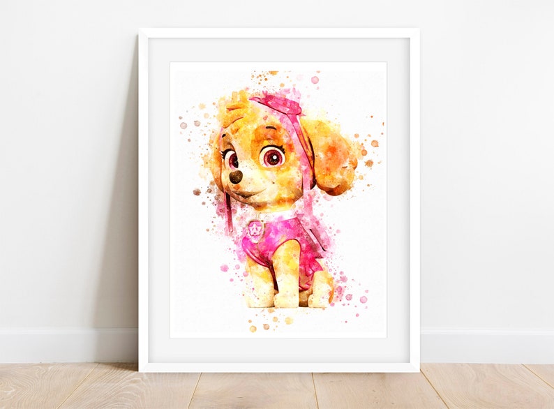 Paw Patrol Skye Watercolour Print Wall Art Personalised Gift Etsy