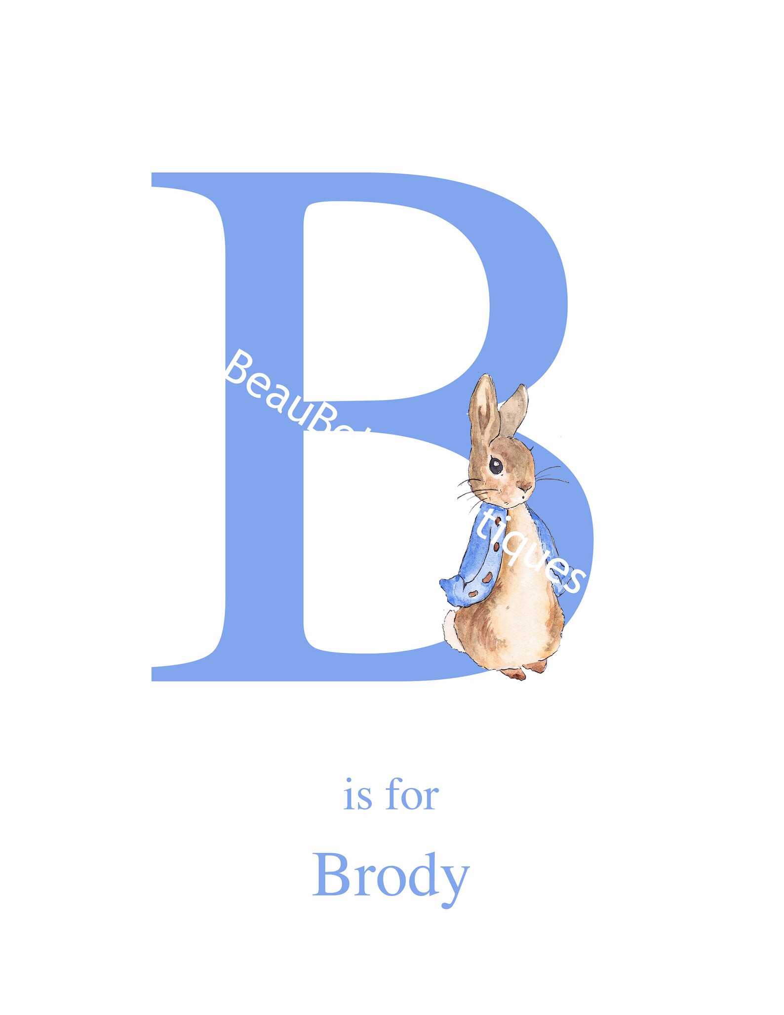 Personalised Peter Rabbit Initial Name Print Wall Art Nursery Etsy