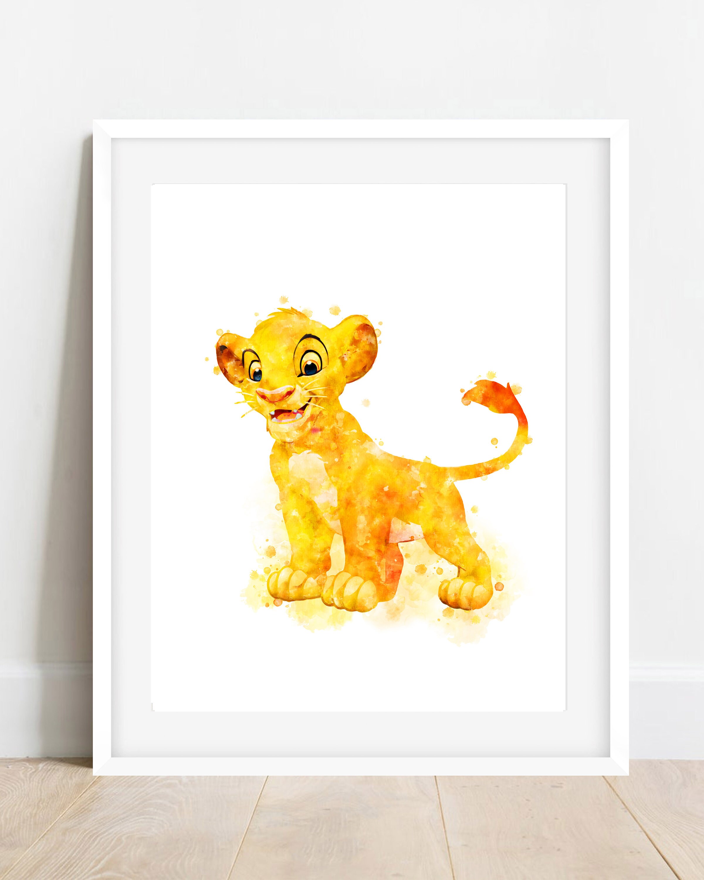 Simba Lion King Disney Watercolour Print Wall Art Personalised Etsy
