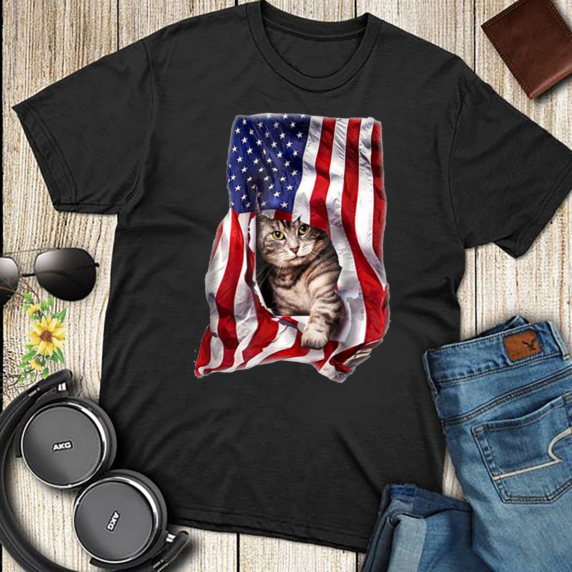 American Cat Flag Shirt Hoodies Tshirt Tee Tank top | Etsy