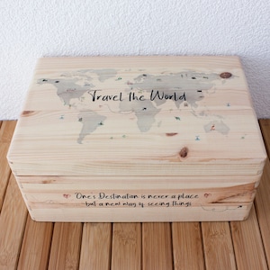 Wooden box for globetrotters, Travel the World, memory box, world map, travel, backpacker, vacation, gift, HANDMADE