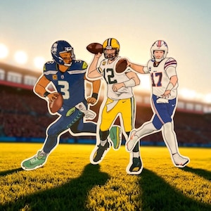 QBs Russell Wilson-Inspired, Aaron Rodgers=Inspired, Josh Allen Inspired Die-Cut/Waterproof/Durable Sticker