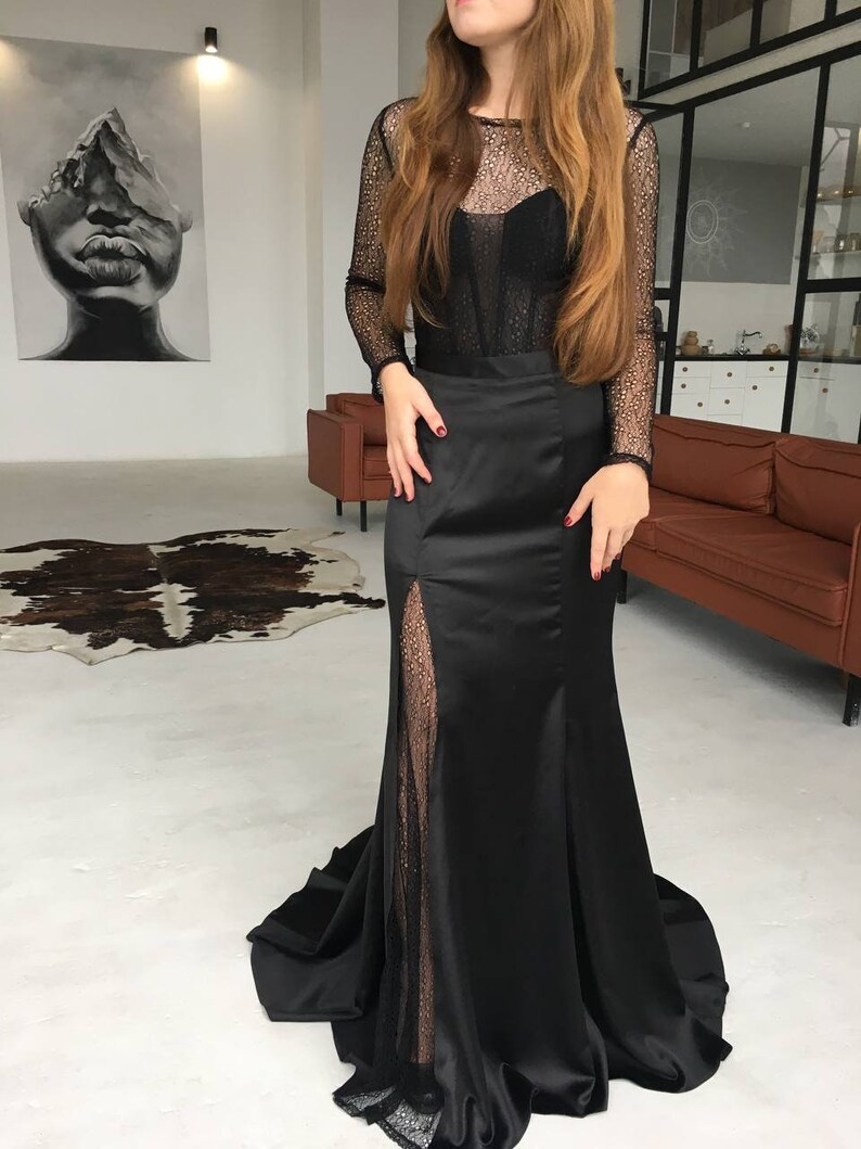 Black Wedding Dress Black Lace Wedding Dress Black Lace Etsy