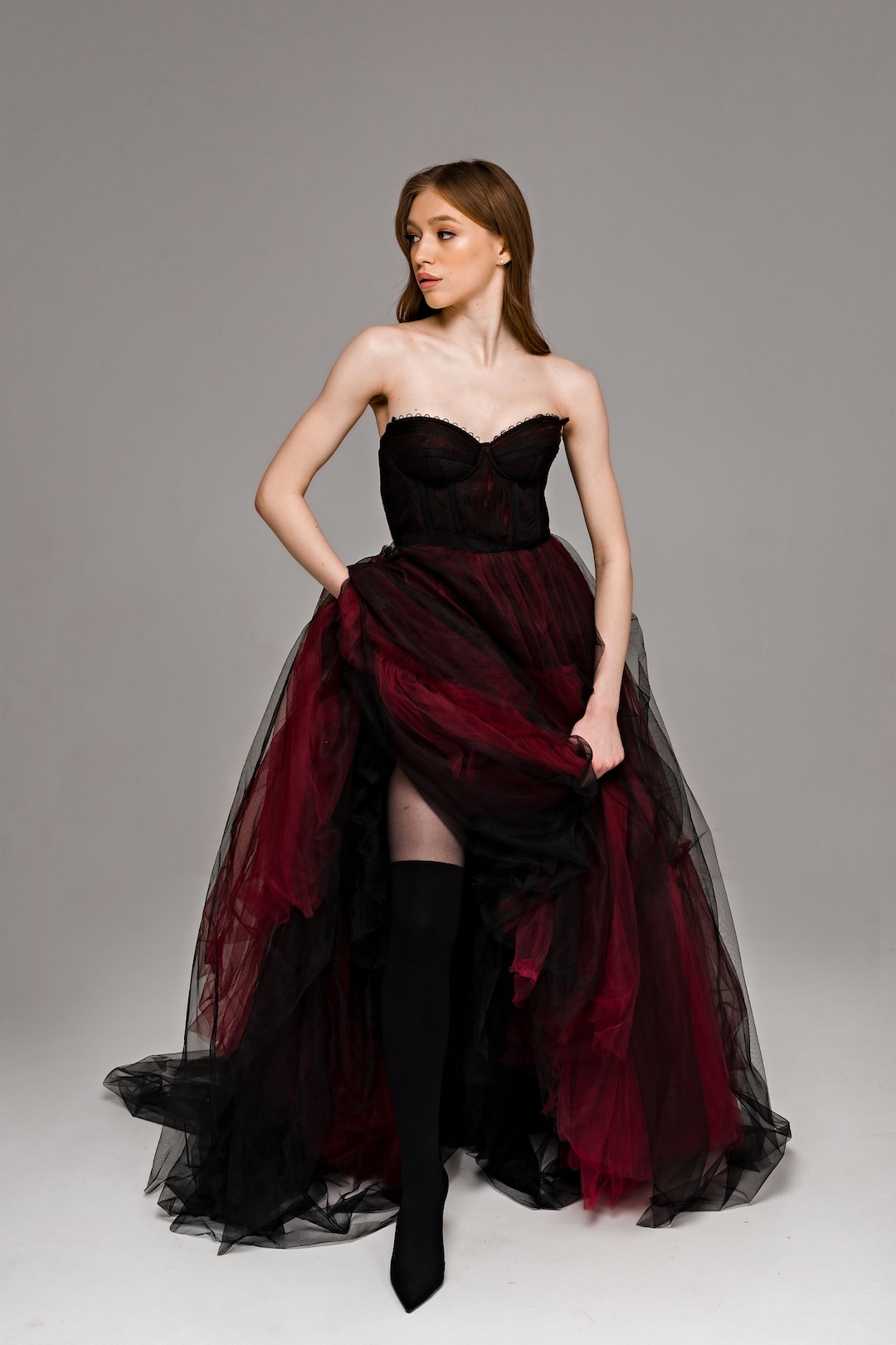 Princess Dress Black And Red One Piece Dress Gothic Black Wedding