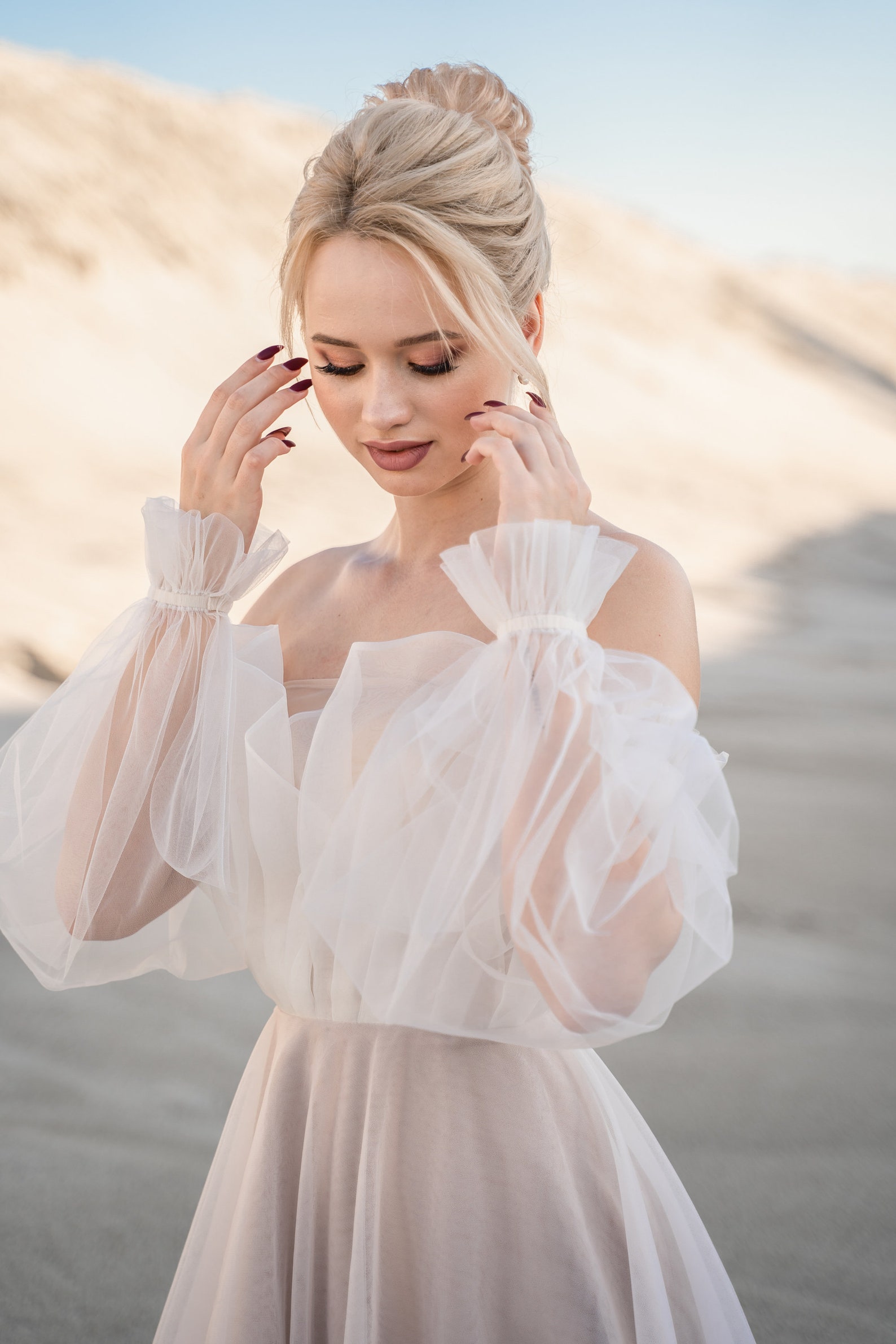 Corset Wedding Dress Ivory Corset Bridal Dress Puffy Sleeve Etsy