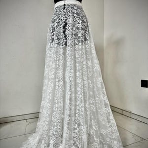 Milky Detachable lace train, Milky Removable skirt wedding dress, Wedding overskirt, Wedding dress train, Detachable lace overskirt