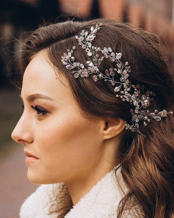 Delicate Crystal Bridal Hair Vine - Clear Hair Vine With Clear Glass Imitation Flower, Bridal Hair  main image 3