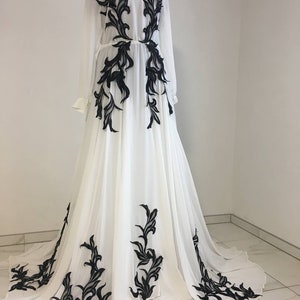 Gothic Black Ivory Lace Wedding Dress, Bridal Dress, Black Wedding, Forest Wedding Dress, Plus Size Bride, Alternative Wedding Dress