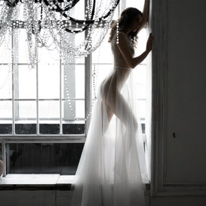 Boudoir wedding dress, Boudoir gown, Boudoir tulle dress, Boudoir lace bridal dress, Bridal Robe Lace, Tulle boudoir gown