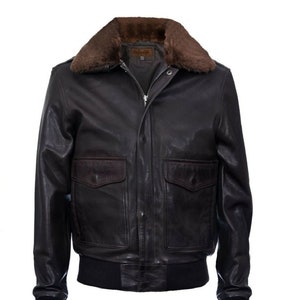 Mens Vintage Leather Jacket Bomber Aviator Fur Genuine Leather - Etsy