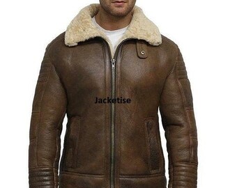 Men's Sheepskin Aviator Genuine Real Leather Shearling | Etsy