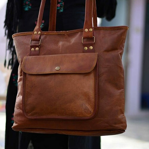 Vintage Leather Tote Bag Handmade Leather Women Shoulder Etsy