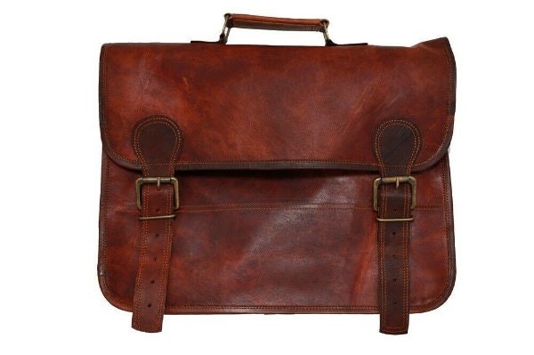 Men's Leather Briefcase Bag Full Grain Leather Messenger | Etsy